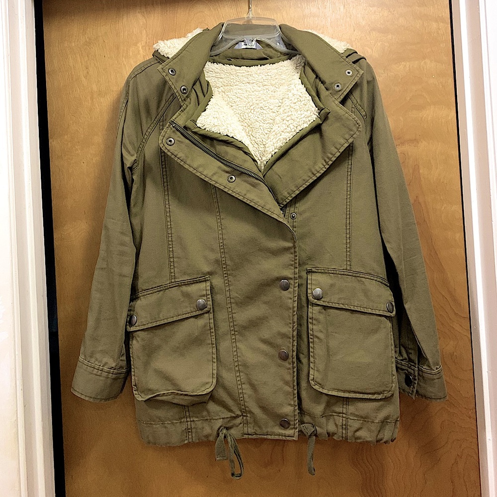 Olive Utility Sherpa Jacket 💚